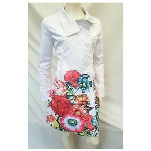 Desigual White Floral Coat